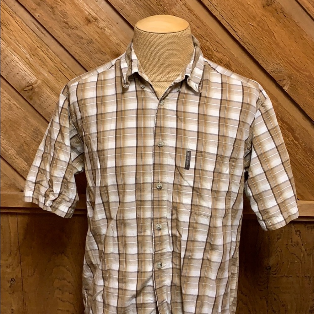 Columbia plaid button down shirt M